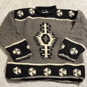 Men's Black and Gray Ecuadorean Sweater